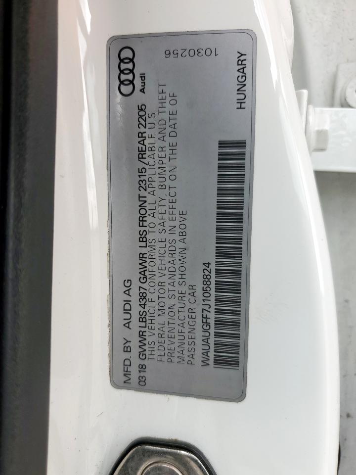 2018 Audi A3 Premium VIN: WAUAUGFF7J1058824 Lot: 70364595