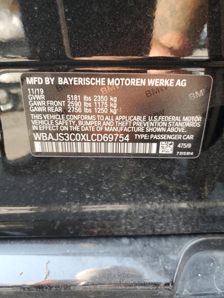 2020 BMW 540 Xi VIN: WBAJS3C0XLCD69754 Lot: 68529045