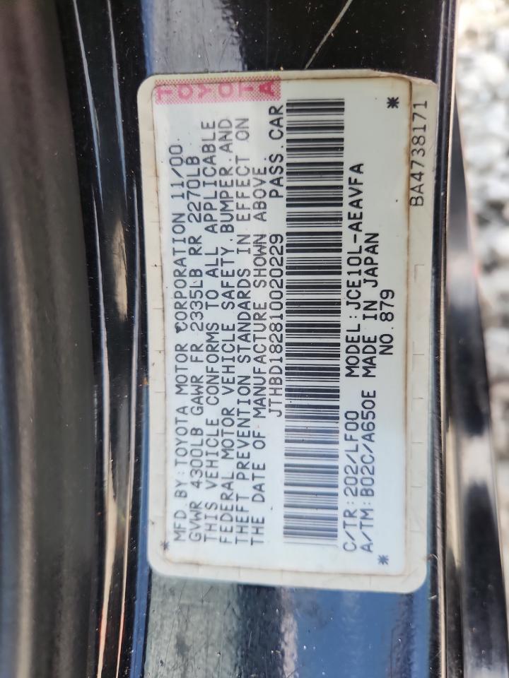 2001 Lexus Is 300 VIN: JTHBD182810020229 Lot: 70872115