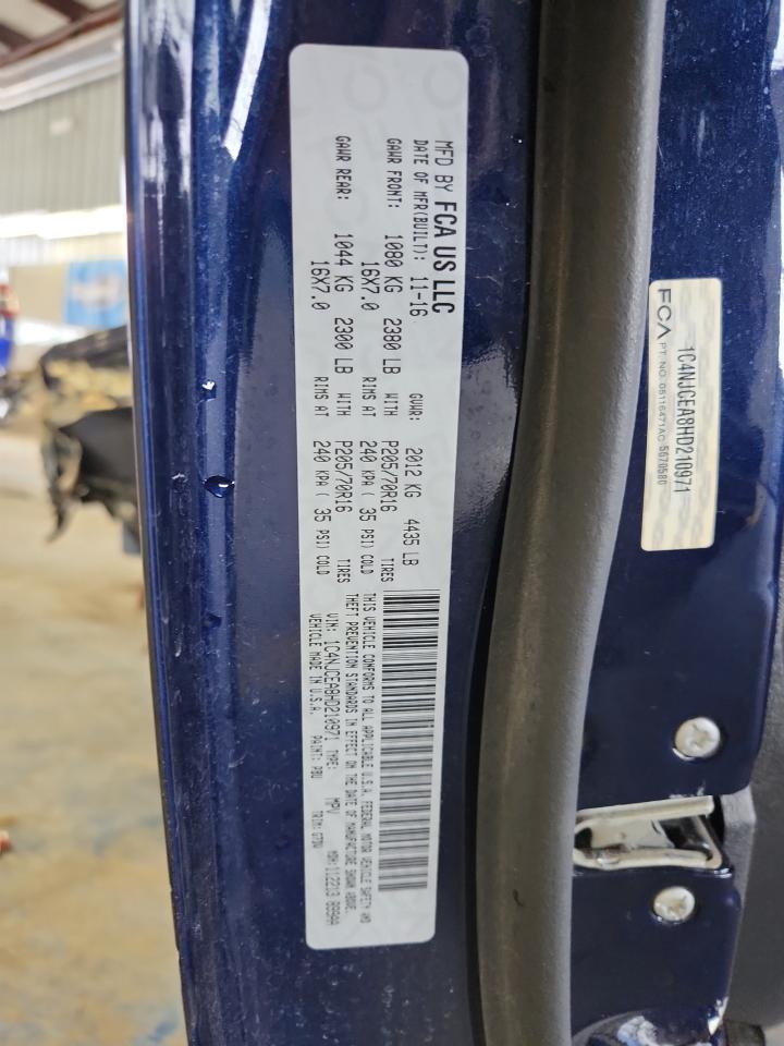 2017 Jeep Compass Latitude VIN: 1C4NJCEA8HD210971 Lot: 70662065