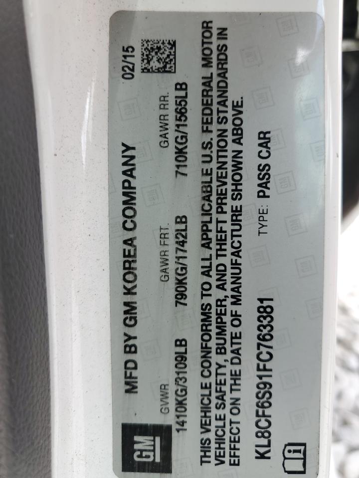 2015 Chevrolet Spark 2Lt VIN: KL8CF6S91FC763381 Lot: 68334005