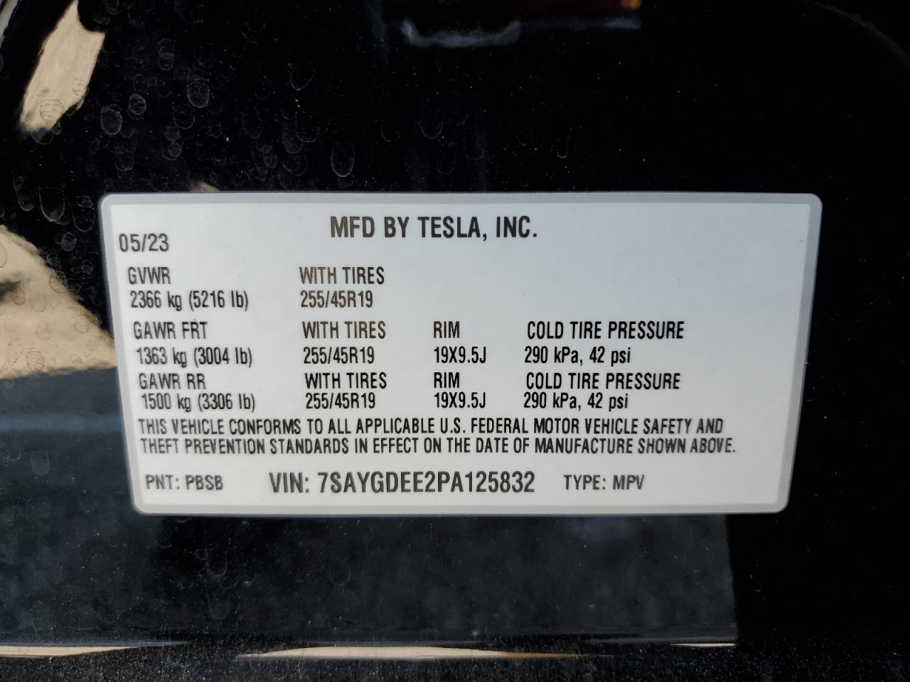 2023 Tesla Model Y VIN: 7SAYGDEE2PA125832 Lot: 67324985