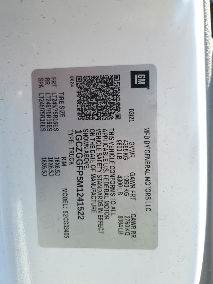 2021 Chev Express G3500 VIN: 1GCZGGFP5M1241522 Lot: 68787805