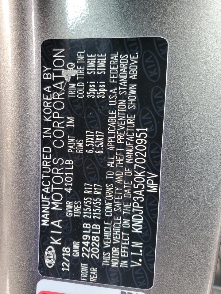 2019 Kia Soul + VIN: KNDJP3A50K7020951 Lot: 67860805