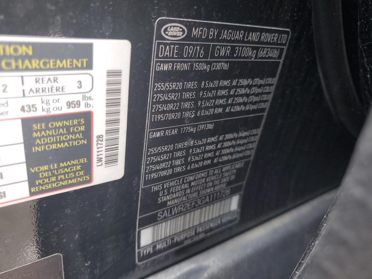 2016 Land Rover Range Rover Sport Sc VIN: SALWR2EF3GA111728 Lot: 68542745