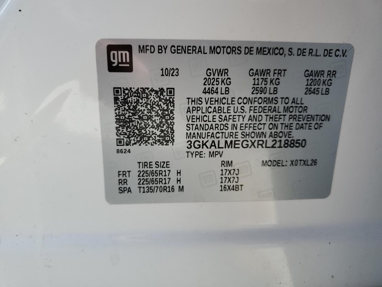 2024 GMC Terrain Sle VIN: 3GKALMEGXRL218850 Lot: 68635535