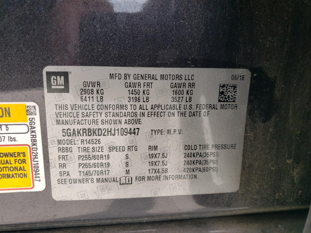 2017 Buick Enclave VIN: 5GAKRBKD2HJ109447 Lot: 92017715