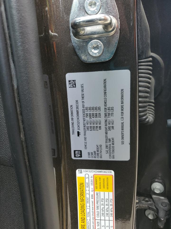 2021 GMC Yukon At4 VIN: 1GKS2CKD8MR382336 Lot: 70331065