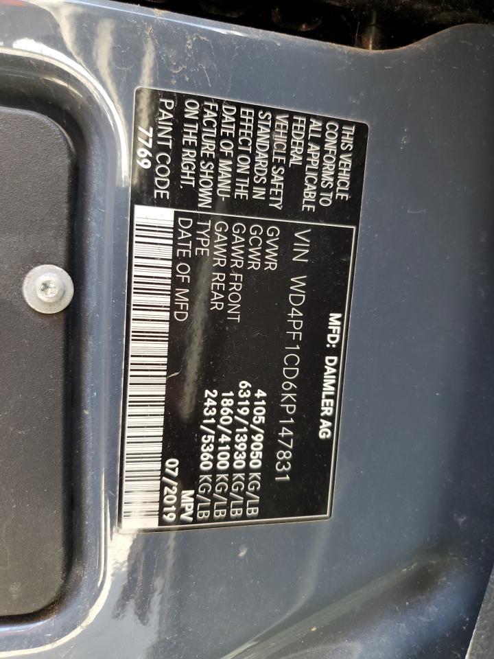 2019 Mercedes-Benz Sprinter 2500/3500 Cargo VIN: WD4PF1CD6KP147831 Lot: 70065545