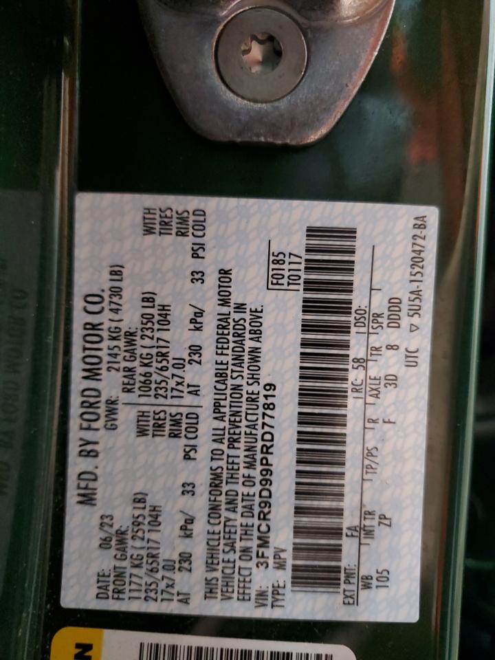 2023 Ford Bronco Sport Badlands VIN: 3FMCR9D99PRD77819 Lot: 70201725