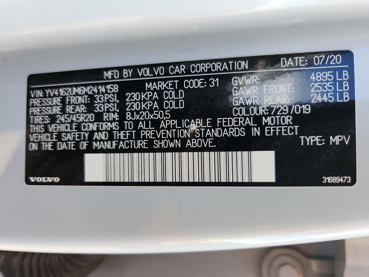 2021 Volvo Xc40 T5 R-Design VIN: YV4162UM6M2414158 Lot: 70744595