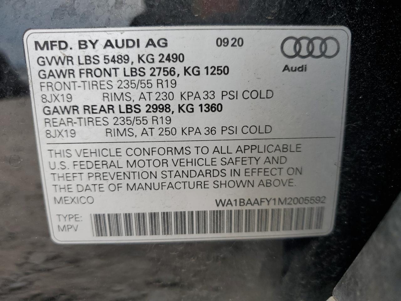 2021 Audi Q5 Premium Plus VIN: WA1BAAFY1M2005592 Lot: 68966855
