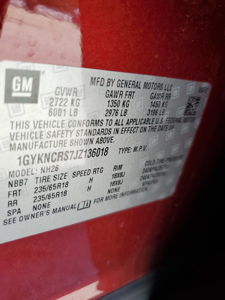 2018 Cadillac Xt5 Luxury VIN: 1GYKNCRS7JZ136018 Lot: 69258365