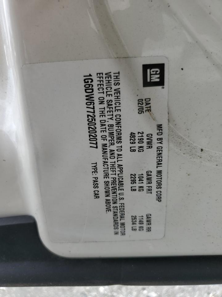 2005 Cadillac Sts VIN: 1G6DW677250202077 Lot: 67129075