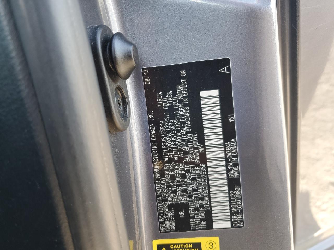 2013 Lexus Rx 350 Base VIN: 2T2BK1BA3DC225356 Lot: 70419565