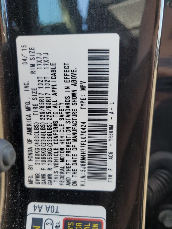 2015 Honda Cr-V Exl VIN: 5J6RM4H77FL070424 Lot: 68720565