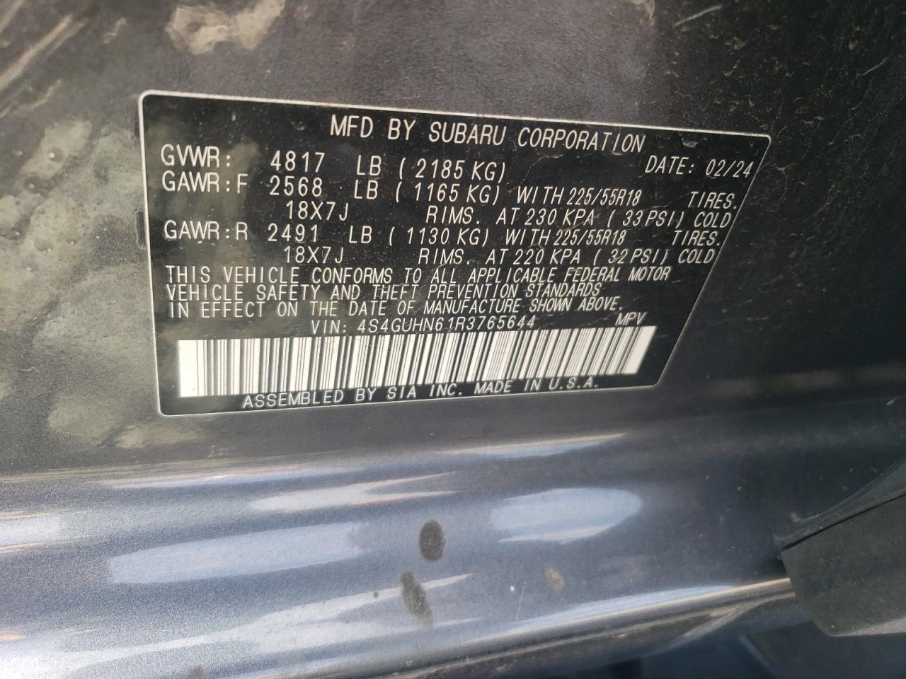 2024 Subaru Crosstrek Limited VIN: 4S4GUHN61R3765644 Lot: 68351795