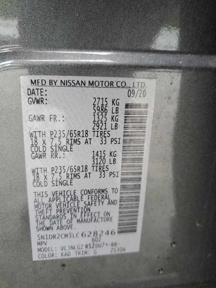 2020 Nissan Pathfinder Sl VIN: 5N1DR2CM3LC628246 Lot: 68940805