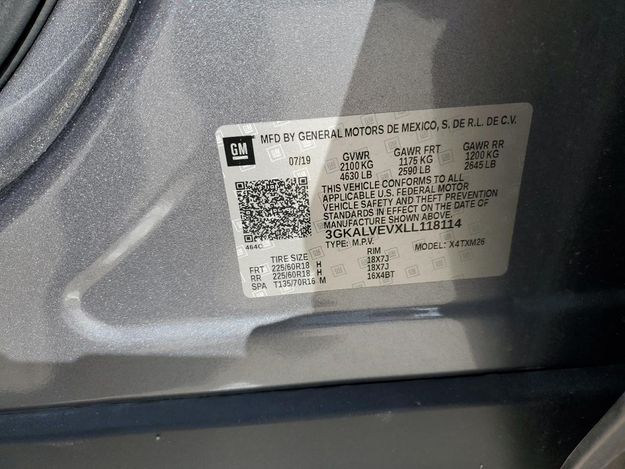 2020 GMC Terrain Slt VIN: 3GKALVEVXLL118114 Lot: 69825415