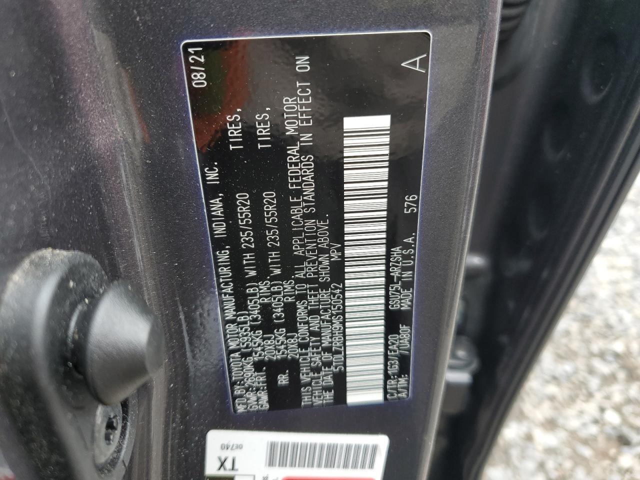 2021 Toyota Highlander Xse VIN: 5TDLZRBH9MS150542 Lot: 67227105