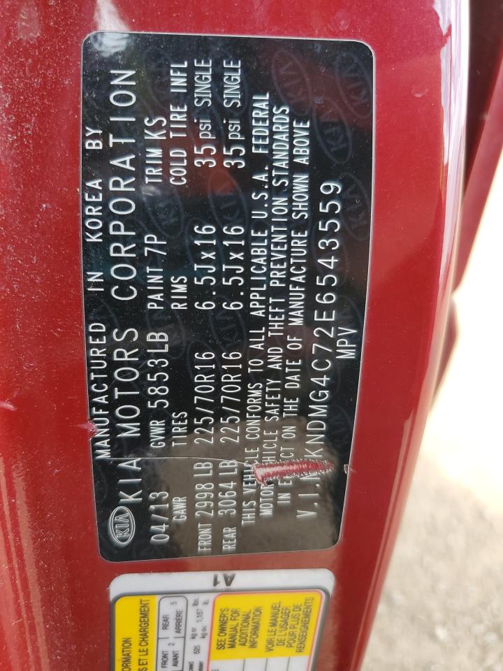 2014 Kia Sedona Lx VIN: KNDMG4C72E6543559 Lot: 71115085