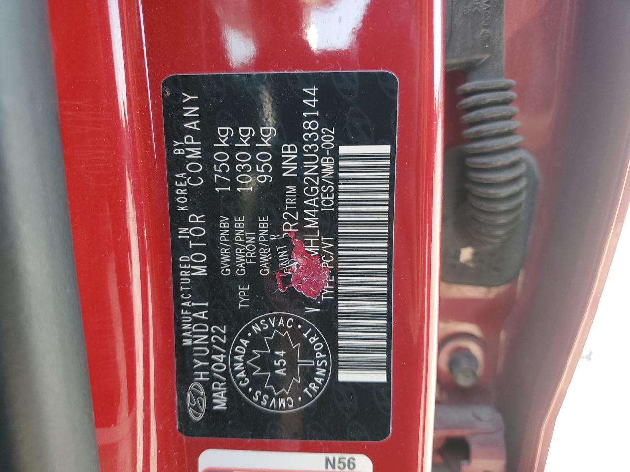 2022 Hyundai Elantra Sel VIN: KMHLM4AG2NU338144 Lot: 70885175