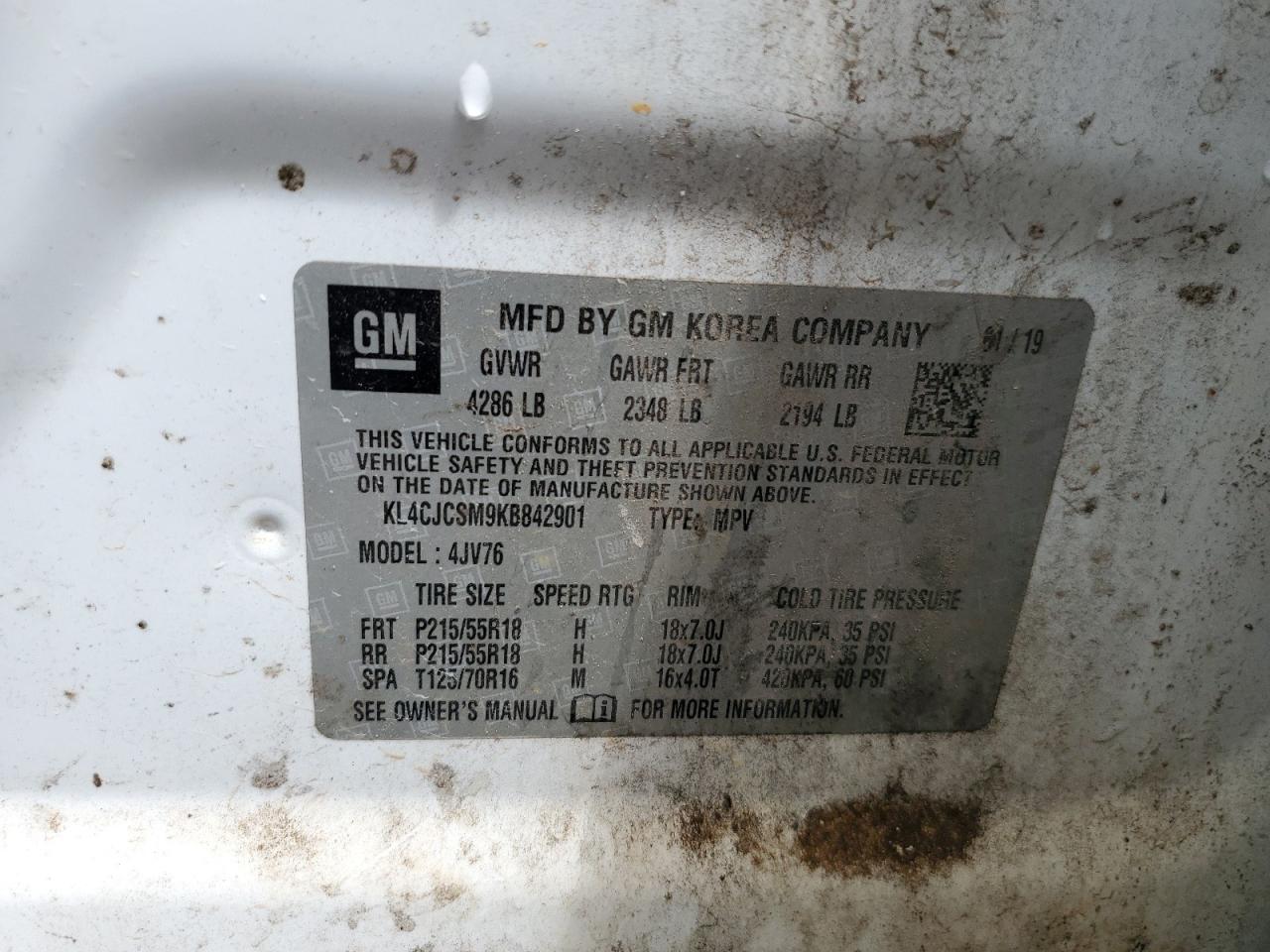 2019 Buick Encore Essence VIN: KL4CJCSM9KB842901 Lot: 67286075