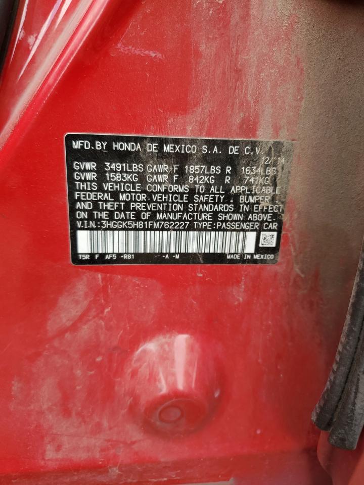 2015 Honda Fit Ex VIN: 3HGGK5H81FM762227 Lot: 69550915