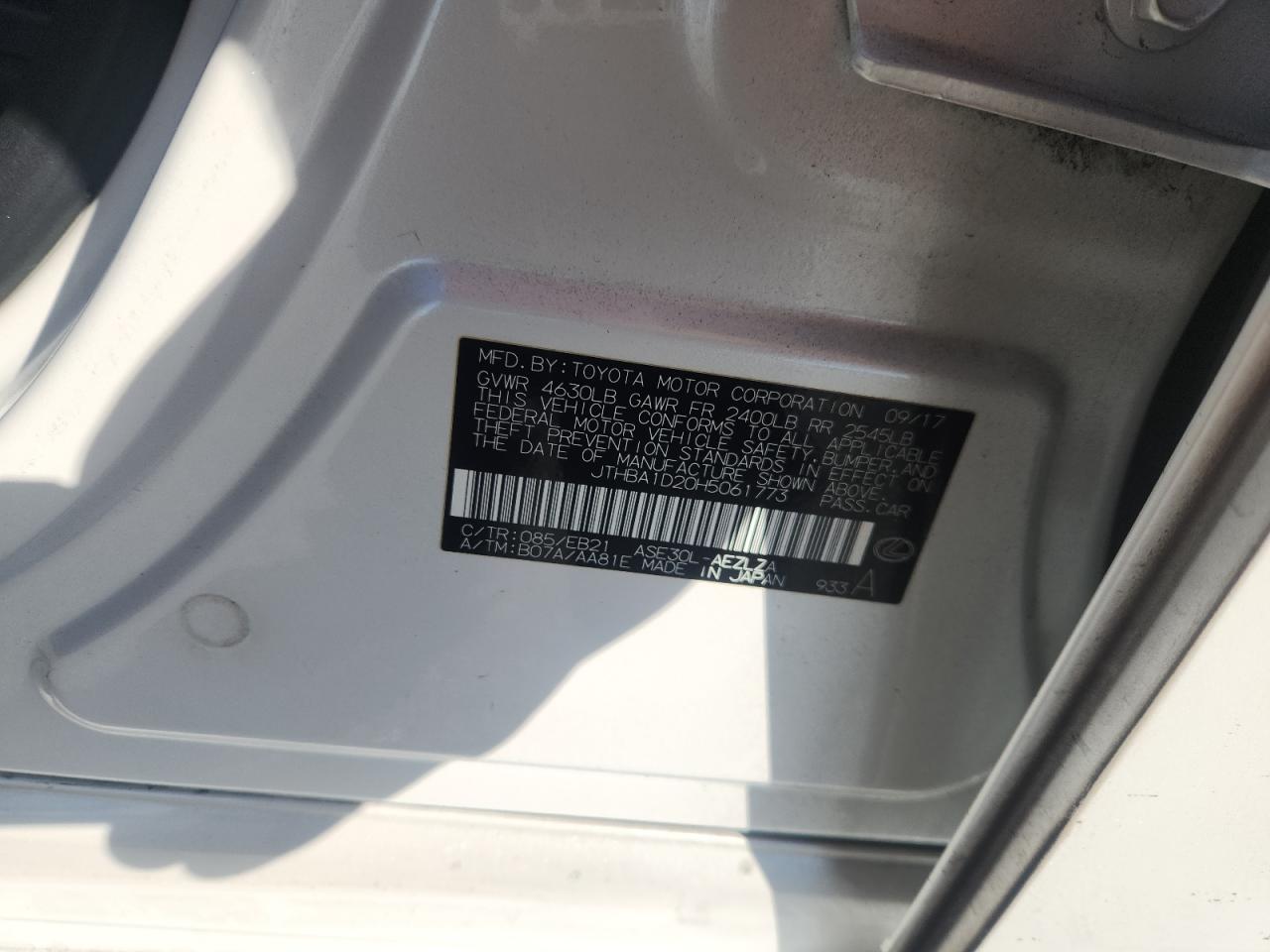 2017 Lexus Is 200T VIN: JTHBA1D20H5061773 Lot: 69421125