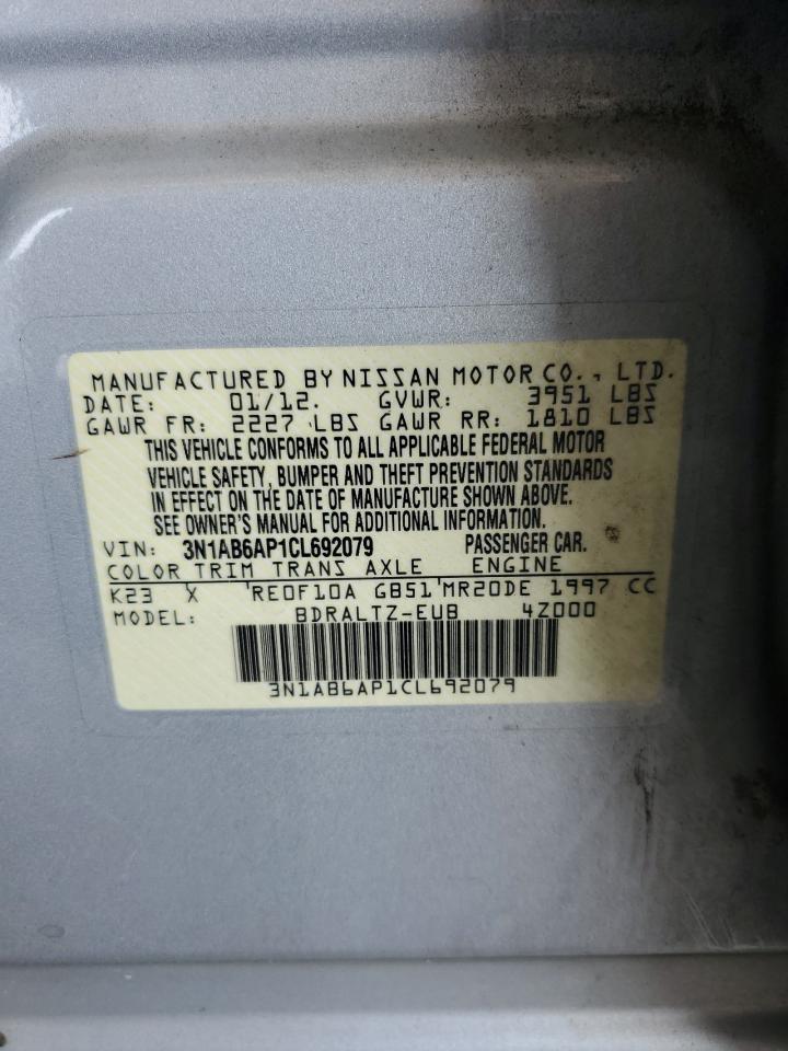 2012 Nissan Sentra 2.0 VIN: 3N1AB6AP1CL692079 Lot: 69219735
