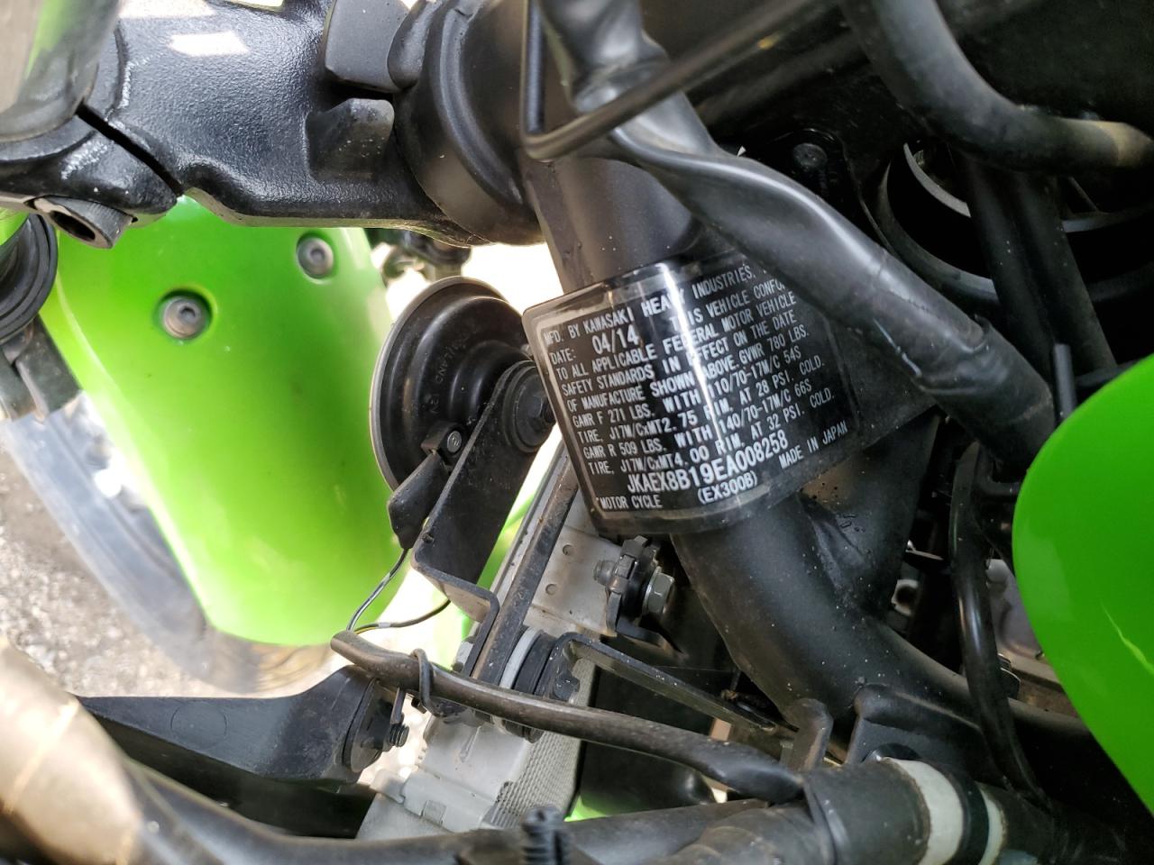 2014 Kawasaki Ex300 B VIN: JKAEX8B19EA008258 Lot: 86446705