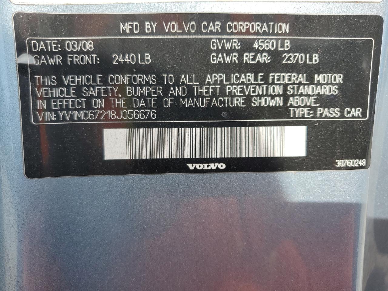 2008 Volvo C70 T5 VIN: YV1MC67218J056676 Lot: 67493045