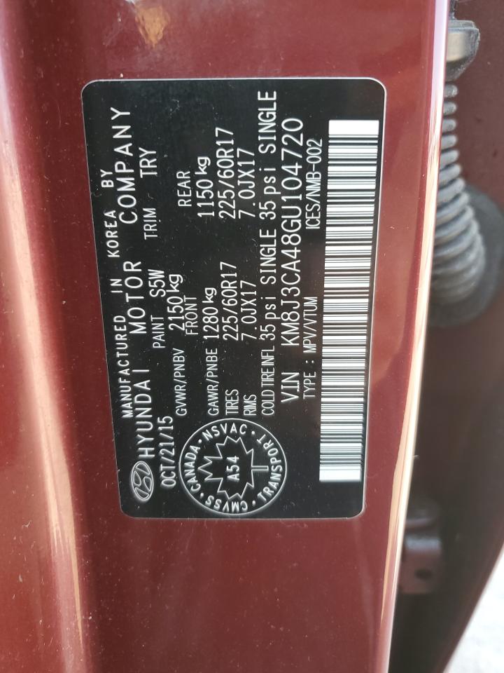 2016 Hyundai Tucson Limited VIN: KM8J3CA48GU104720 Lot: 68924095