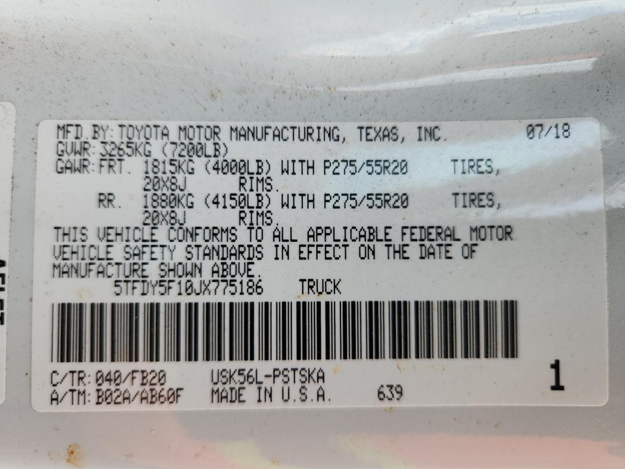 2018 Toyota Tundra Crewmax Sr5 VIN: 5TFDY5F10JX775186 Lot: 69474115