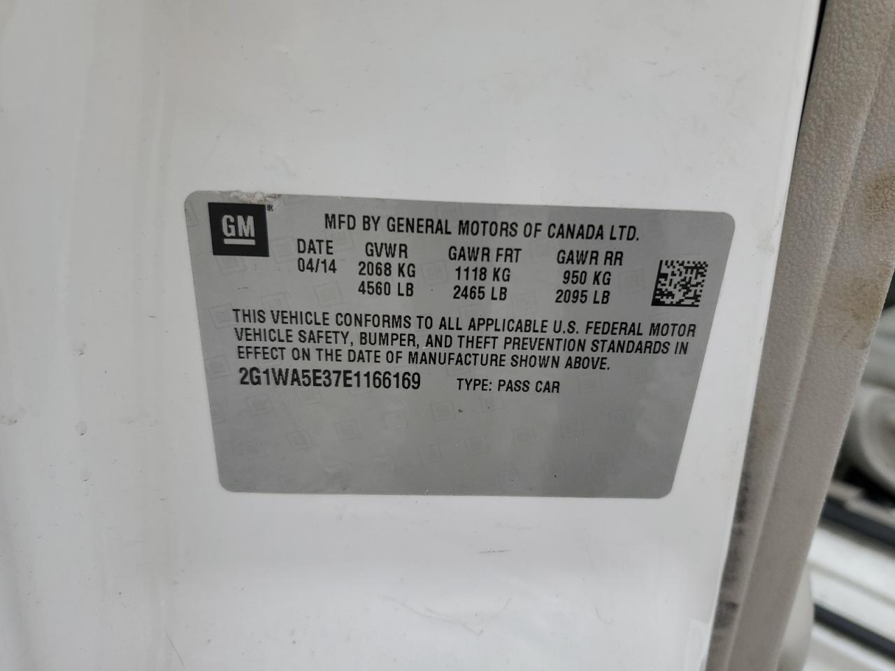 2014 Chevrolet Impala Limited Ls VIN: 2G1WA5E37E1166169 Lot: 70012005