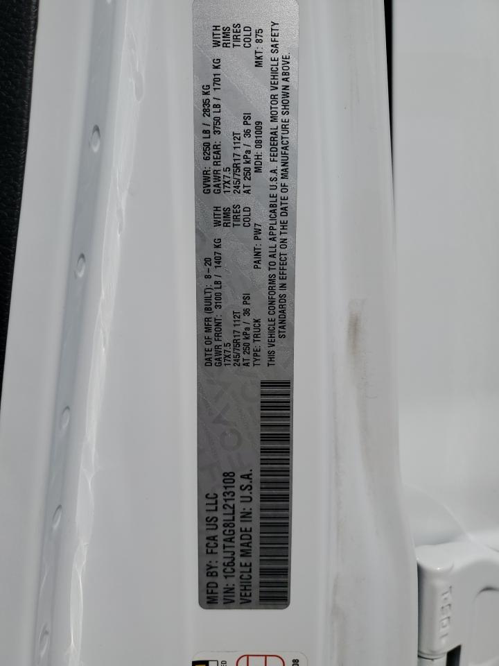 2020 Jeep Gladiator Sport VIN: 1C6JJTAG8LL213108 Lot: 67216935