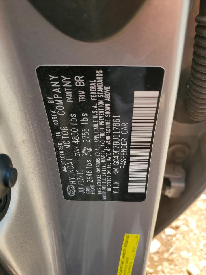 2011 Hyundai Genesis 3.8L VIN: KMHGC4DE7BU117861 Lot: 69398915