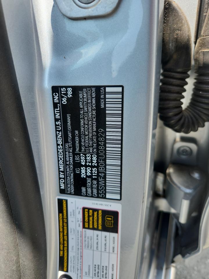 2015 Mercedes-Benz C 300 VIN: 55SWF4JB0FU084829 Lot: 68398225