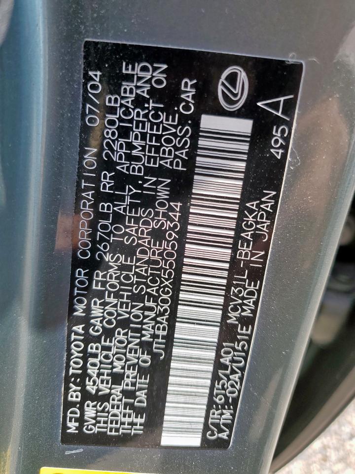 2005 Lexus Es 330 VIN: JTHBA30GX55059344 Lot: 69698225