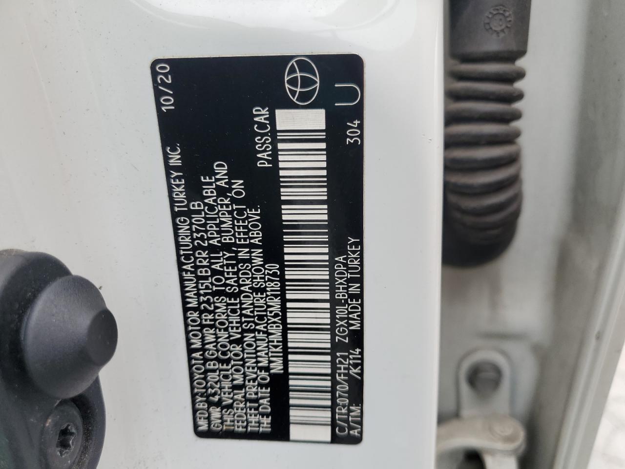 2021 Toyota C-Hr Xle VIN: NMTKHMBX5MR118730 Lot: 69705295