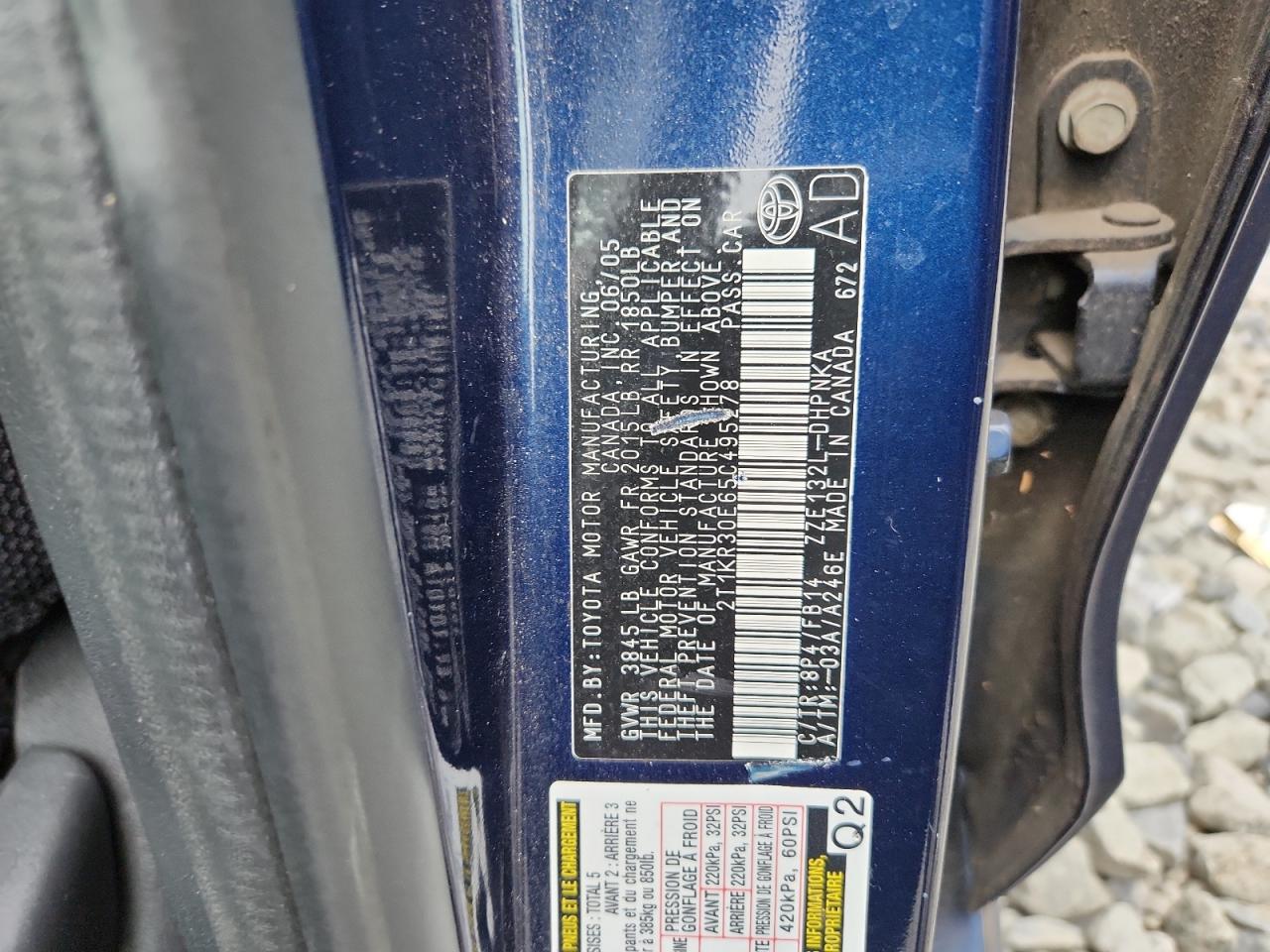 2005 Toyota Corolla Matrix Xr VIN: 2T1KR30E65C495278 Lot: 65805605