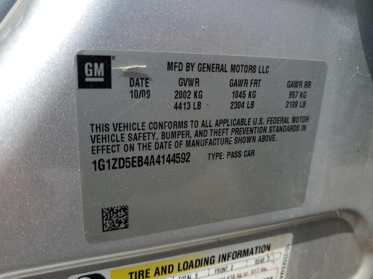 2010 Chevrolet Malibu 2Lt VIN: 1G1ZD5EB4A4144592 Lot: 68254535