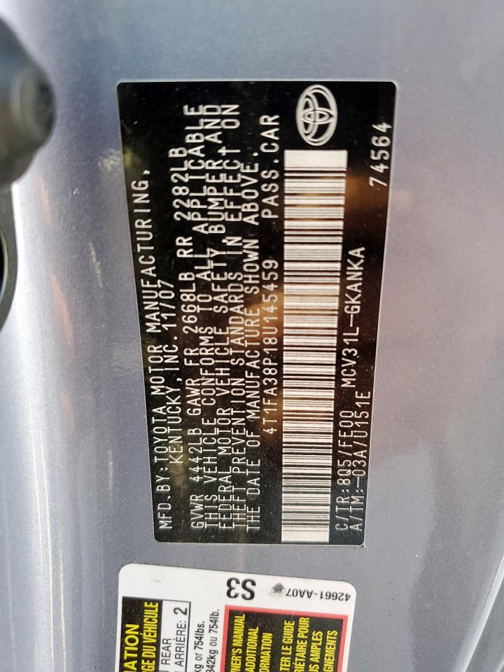 2008 Toyota Camry Solara Se VIN: 4T1FA38P18U145459 Lot: 66221275