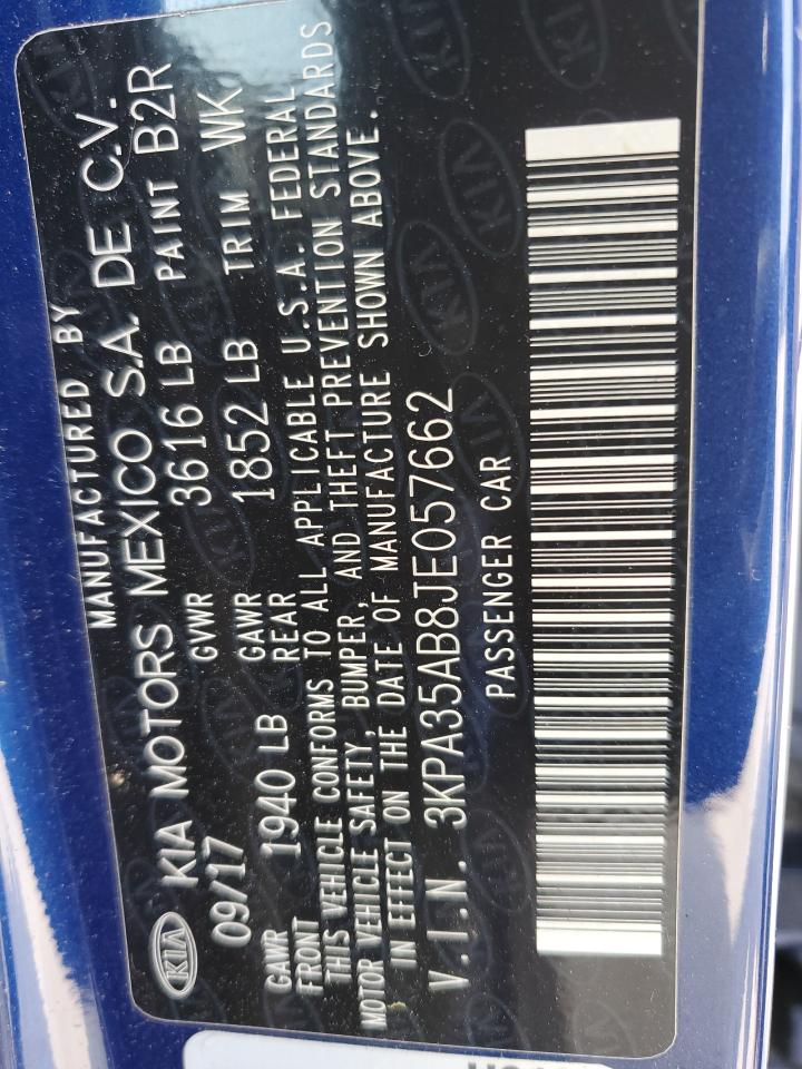 2018 Kia Rio Ex VIN: 3KPA35AB8JE057662 Lot: 69488775