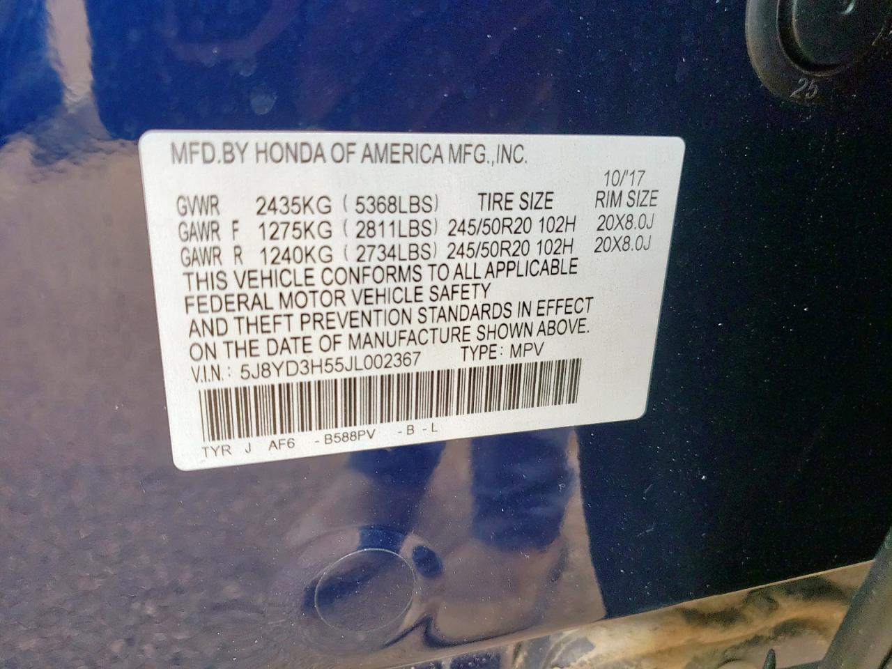 2018 Acura Mdx Technology VIN: 5J8YD3H55JL002367 Lot: 68844205