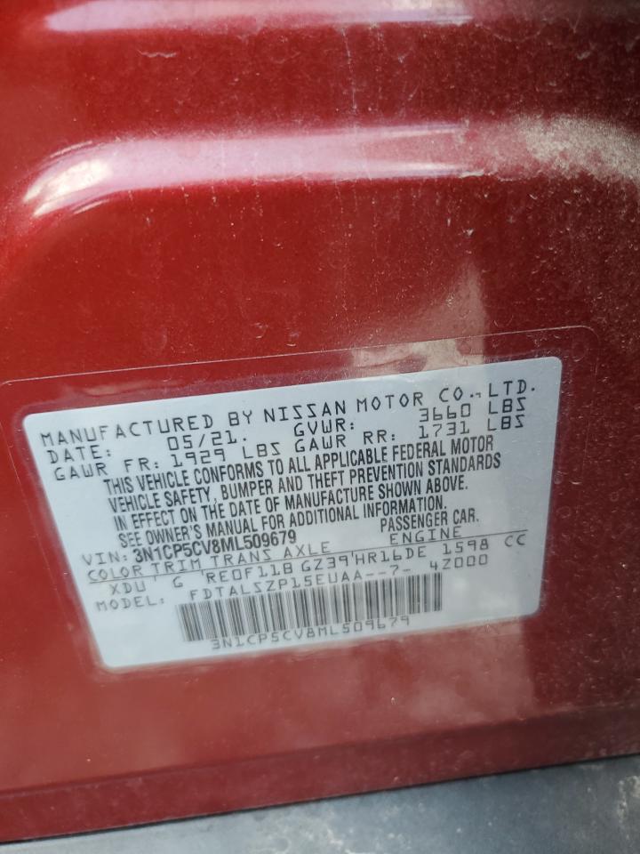 2021 Nissan Kicks Sv VIN: 3N1CP5CV8ML509679 Lot: 68700965