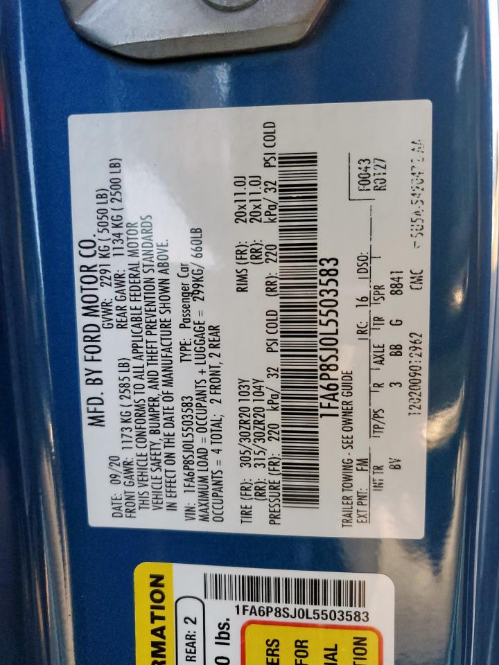 2020 Ford Mustang Shelby Gt500 VIN: 1FA6P8SJ0L5503583 Lot: 70477795