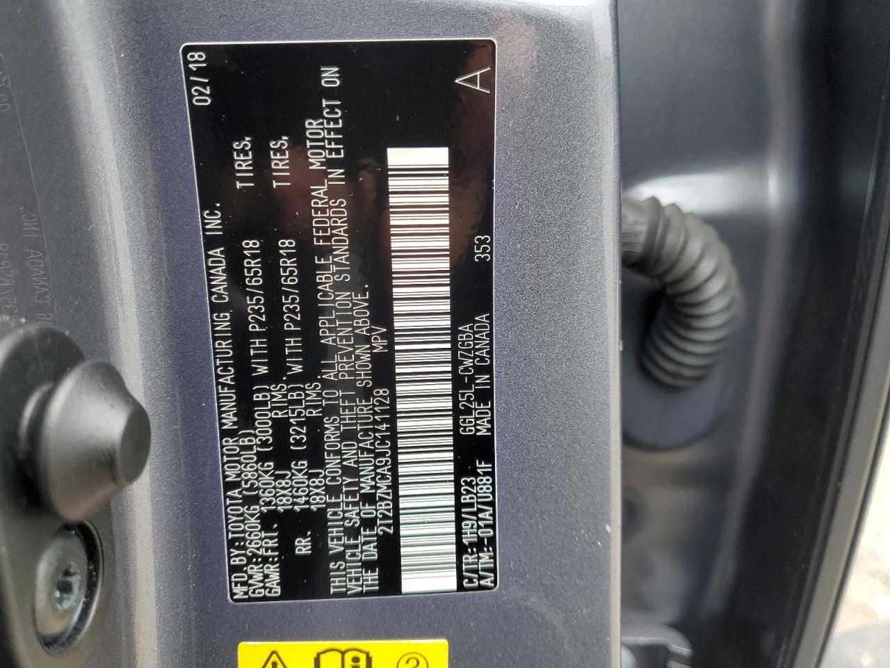 2018 Lexus Rx 350 Base VIN: 2T2BZMCA9JC141128 Lot: 69360215