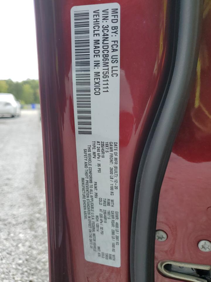 2021 Jeep Compass Limited VIN: 3C4NJDCB6MT561111 Lot: 68398175