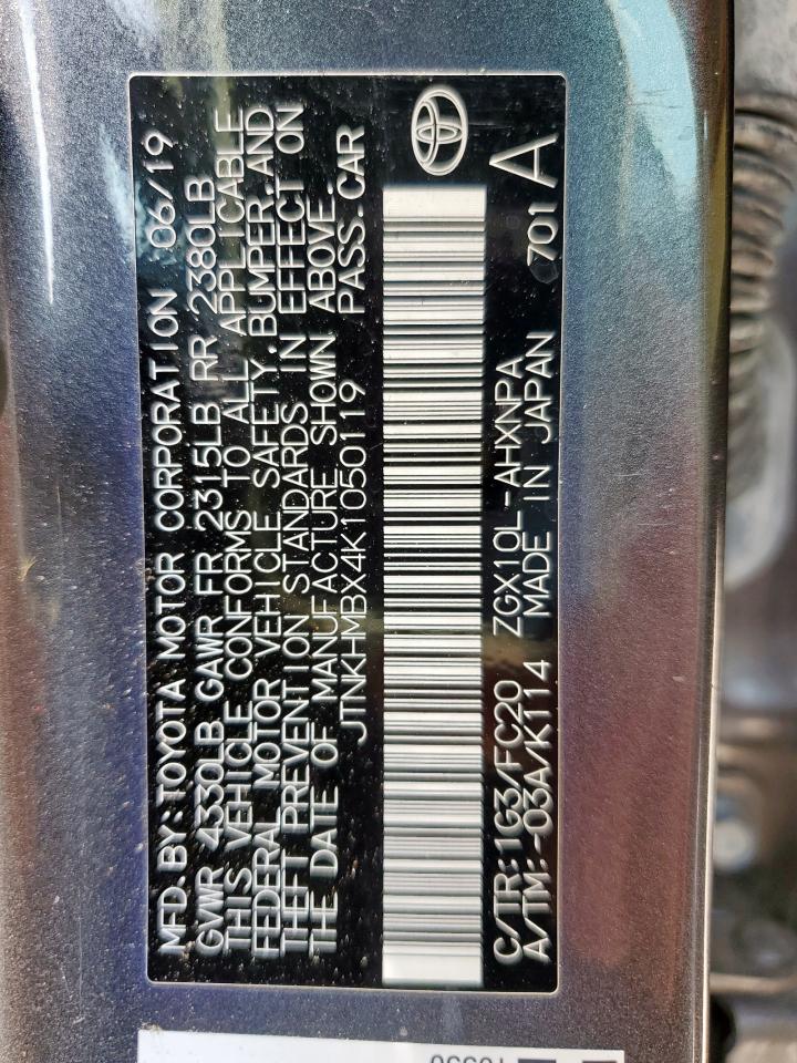 2019 Toyota C-Hr Xle VIN: JTNKHMBX4K1050119 Lot: 67851655